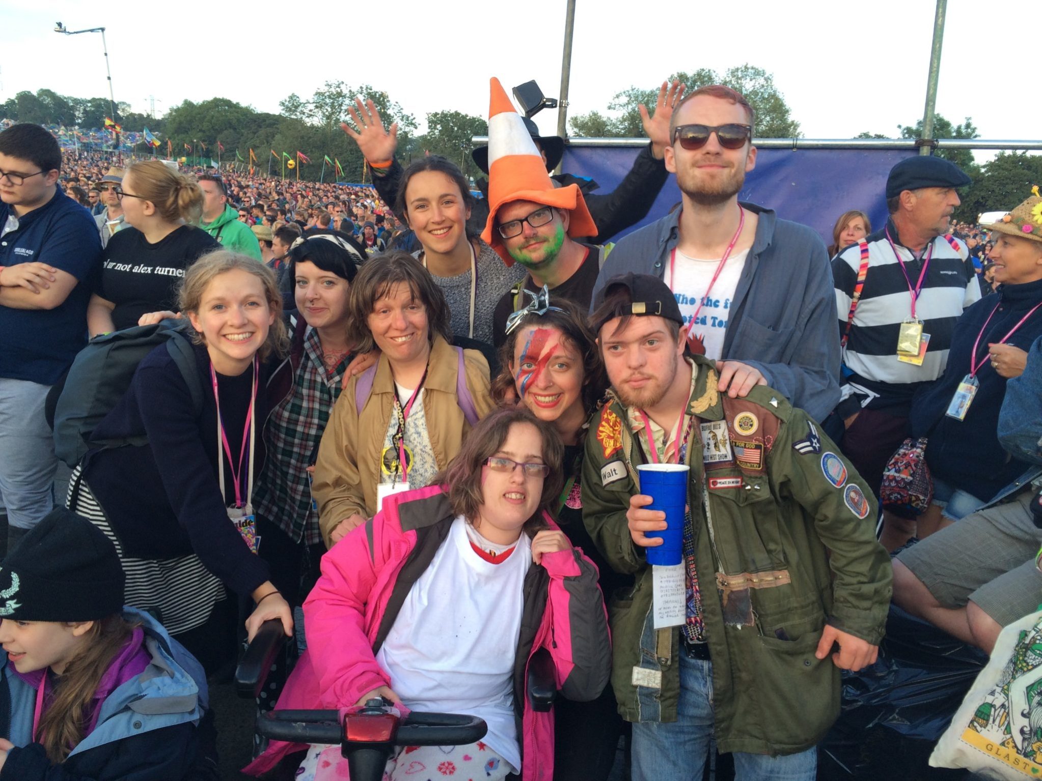 Group of friends at Glastonbury festival