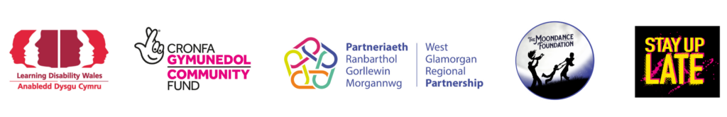 logos of funders - LDW, Community Fund, West Glamorgan Regional Partnership Board, UK Government