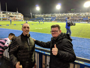 Nick and Gareth watching rugby