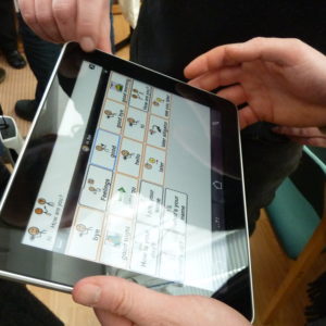 Person using a communication app on an ipad