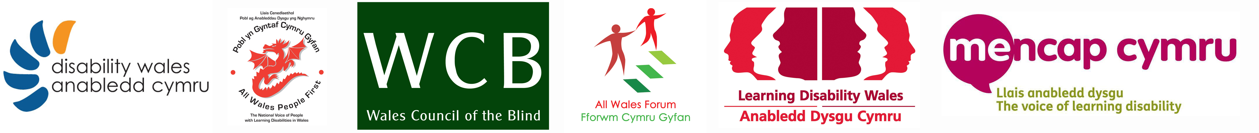 six logos of welsh national disability organisations