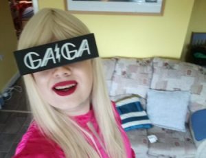 person dressed in pink as lady gaga